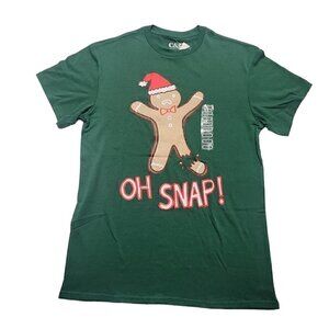Unisex Christmas Gingerbread‎ Graphic Print T-Shirt Short-Sleeve Green Size M